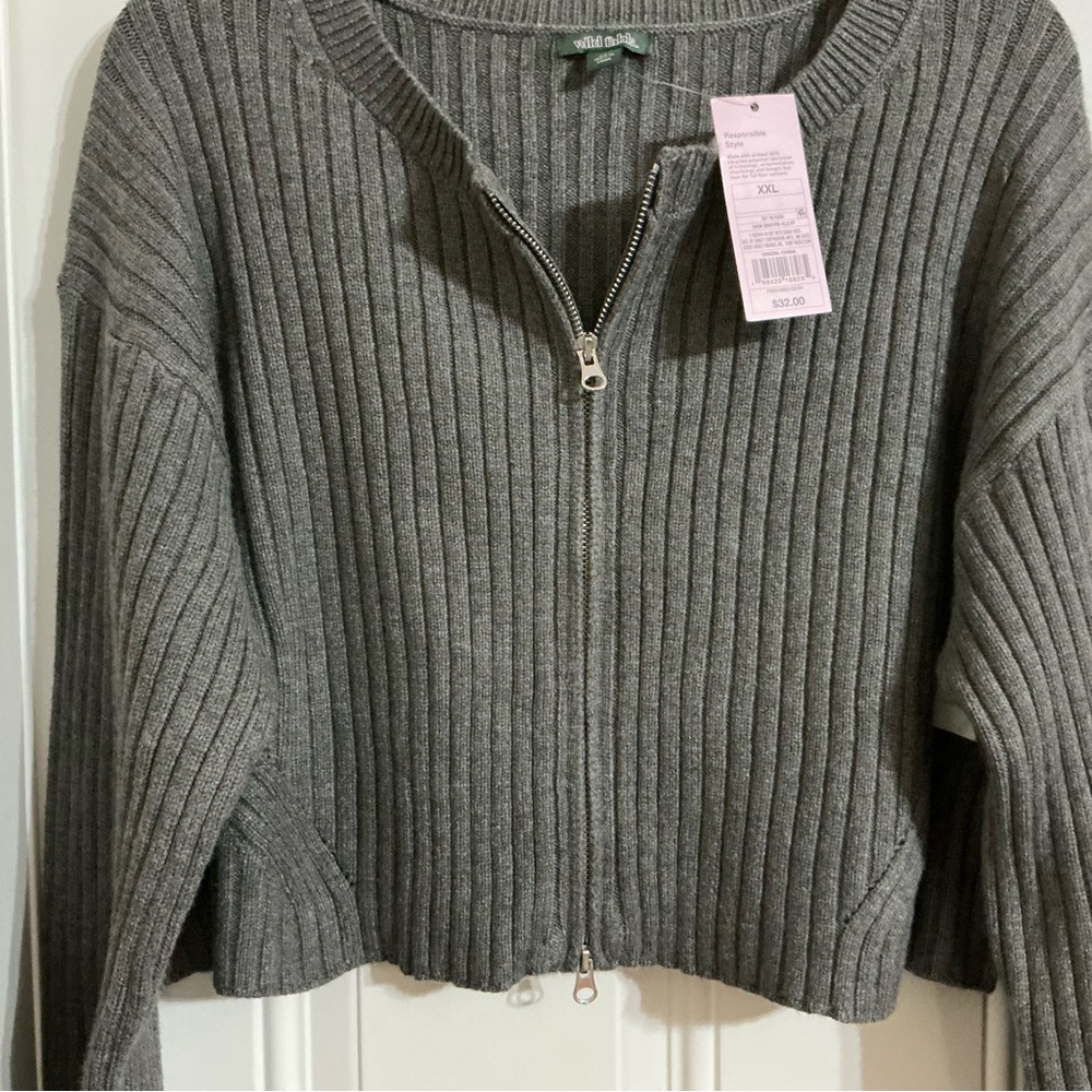 Wild Fable Charcoal Ribbed Knit Sweater Top Size XXL - Picture 3 of 5